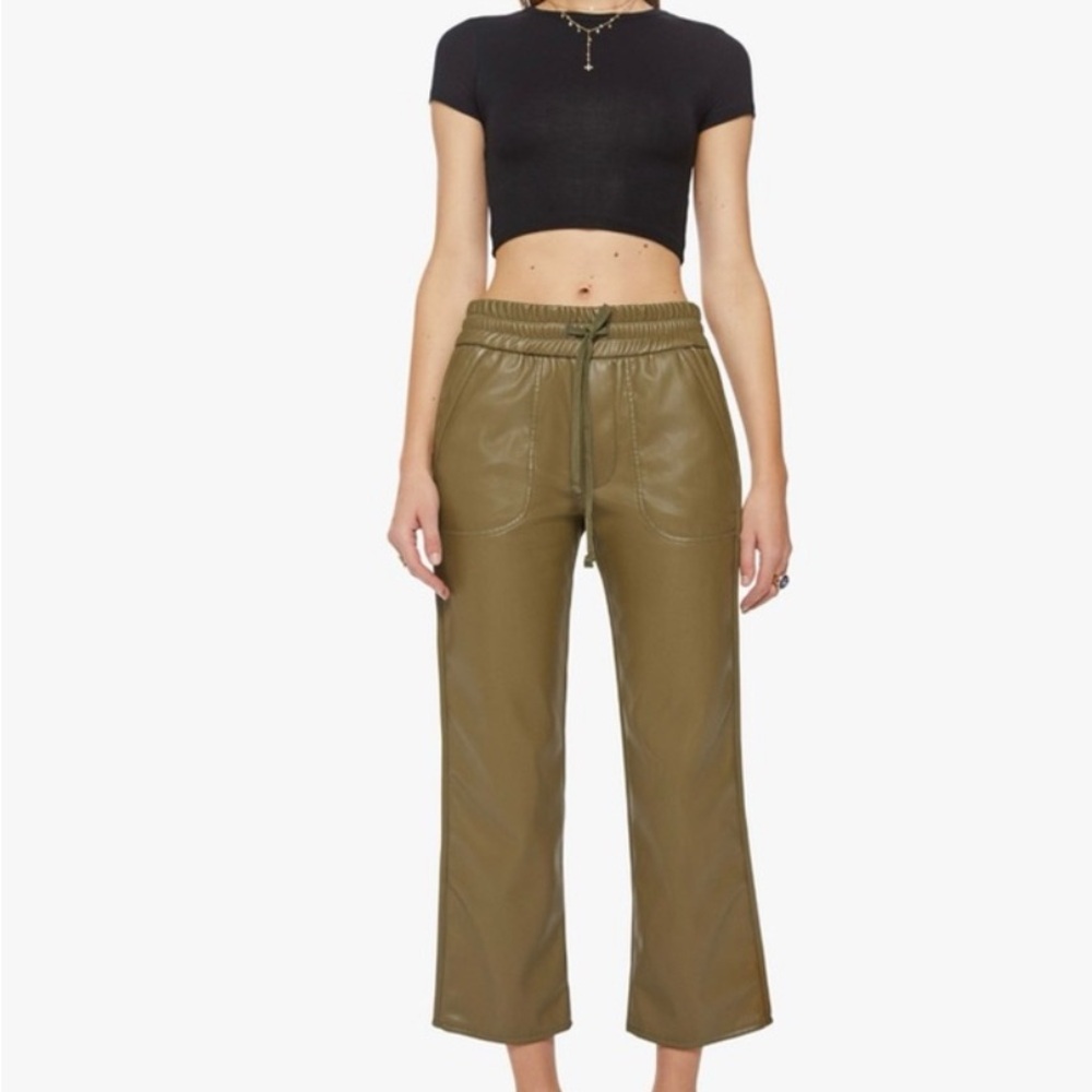 Mother The Rambler Lounger faux leather ankle pants